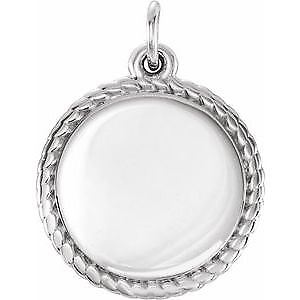 #ad 14k White Gold Engravable Round Rope Pendant $427.49