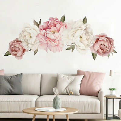 #ad Peony Rose Flower Blossom Wall Stickers Home Living Room Decor Mural Decal $8.76