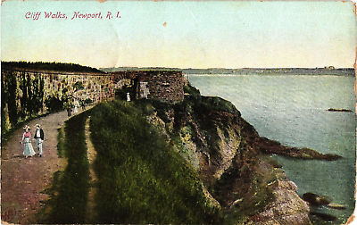 #ad Cliff Walks Newport Rhode Island Divided Postcard c1909 $4.95