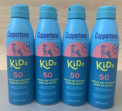 #ad Lot of 4 Coppertone Kids SPF 50 Broad Spectrum Sunscreen Spray 5.5 oz ea $17.99