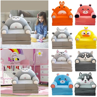 #ad Plush Foldable Kids Sofa Backrest Armchair 2 In 1 Foldable Without Liner Filler $30.99