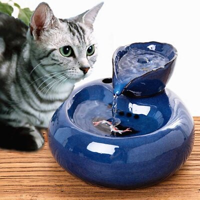#ad 1pcs Creative Cat Dog Automatic Circulation Water Dispenser Fountain Water Basin $52.35