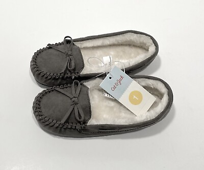 #ad Cat amp; Jack Girl#x27;s Cadi Moccasin Slippers Color Gray Sizes 1 2 3 13 $10.00