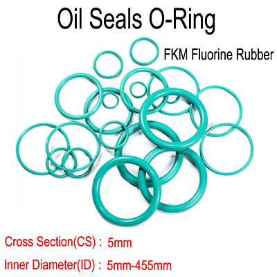 #ad 5mm Cross Section FKM Fluorine Rubber O Rings 5mm 455mm ID Oil Seals O Ring $9.39