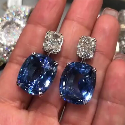 #ad Charm Blue Cubic Zirconia Wedding Jewelry 925 Silver Filled Drop Earrings A Pair C $3.62