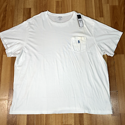 #ad NEW Ralph Lauren Shirt Mens 2XB Big White Tee Blue Pony Casual Short Sleeve $24.95