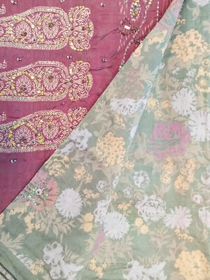 #ad Vintage Indian Pure Silk Saree Embroidered Sari Sarong Ethnic Textile PSS11234 $34.99