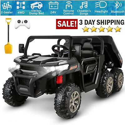 #ad Electric 24V Battery Power Kid Ride On Car Toys 2 Seat Dump Truck 6 Wheels 93 $329.99