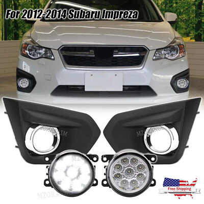 #ad Pair For 2012 2014 Subaru Impreza Front LED Fog Light Lamp w Cover Bezel chrome $68.98