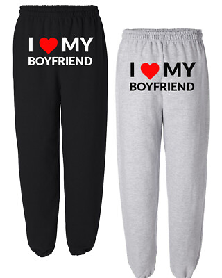 #ad I Love My Boyfriend Sweatpants I Heart My Boy friend Sweatpants Gift $28.89