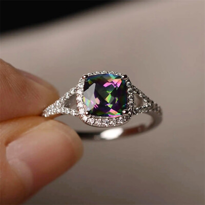 #ad Pretty Cubic Zirconia Ring Women 925 Silver Anniversary Jewelry Size 6 10 C $3.19