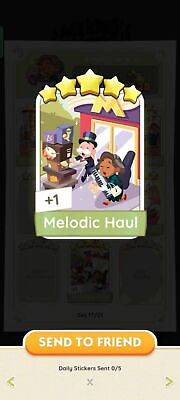 #ad #ad Monopoly Go 5 Star Card Sticker ⭐⭐⭐⭐⭐ Set 17 Melodic Haul AU $9.50