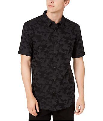 #ad American Rag Mens Camo Button Up Shirt Black X Large $25.53
