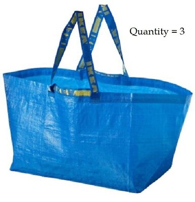 #ad 3Pc New Large Reusable Shopping Bag Laundry Tote Grocery Carrier Storage $9.95