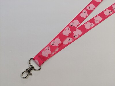 #ad Piggy Pink Pigs ID Lanyard with Lobster Claw Clasp $11.75