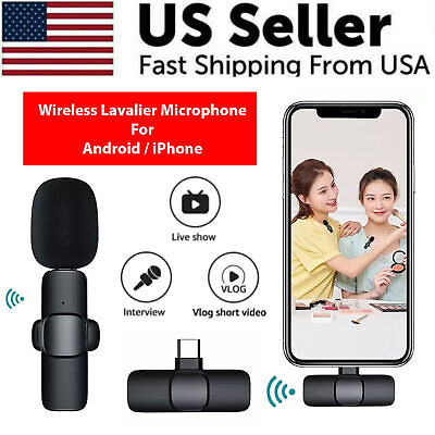 #ad #ad Lavalier Microphone Wireless Audio Video Recording Mini Mic For Android iOS $8.34