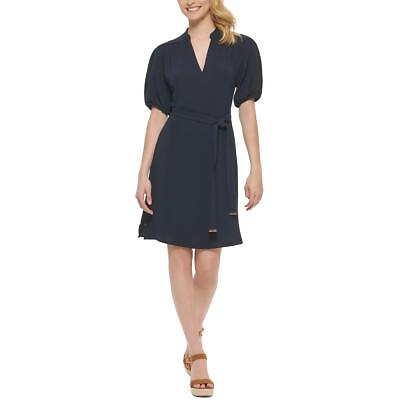 #ad Tommy Hilfiger Womens Navy Button Detail V Neck Solid Mini Dress 12 BHFO 0763 $16.99
