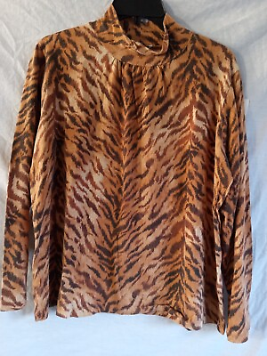 #ad Ladies 1x Tiger Turtleneck Knit Top Career Cocktail Travel Packable $11.00