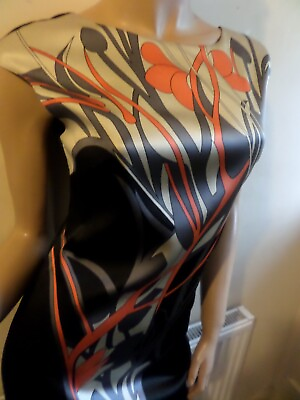 #ad Karen Millen Black Silk Shift Belted Dress UK Size 12 GBP 45.00