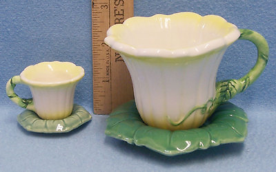 #ad Russ Berrie Flower Cup amp; Saucer Set Plus Childs Miniature Set in Similar Design $10.99
