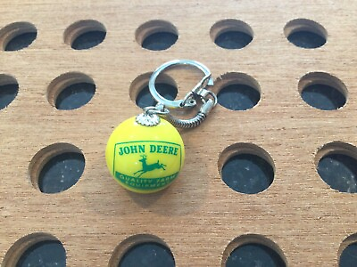#ad Vintage quot;John Deere Quality Farm Equipmentquot; Marble Keychain Yellow and Green $15.00