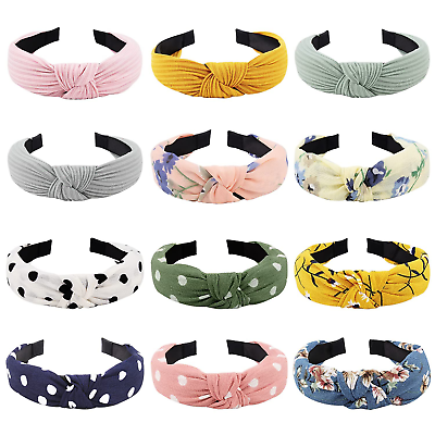 #ad 12 Pack Headbands for Women Non Slip Knotted Headbands with Soft Fabric Womens $15.88