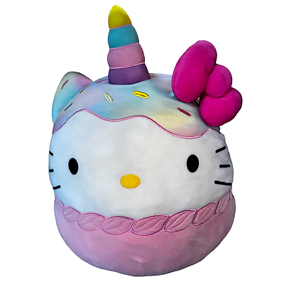 #ad Squishmallows 26quot; Hello Kitty Ice Cream Cupcake Jumbo Rainbow Unicorn $29.00