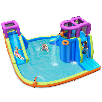 #ad Bountech 6 in 1 Inflatable Dual Slide Water Park Climbing Bouncer Without Blower $309.99