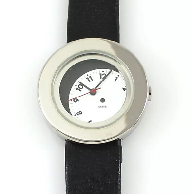 #ad Vintage ACME Studio “Slip Diskquot; Wrist Watch w Leather Strap by FREDI BRODMANN $125.00