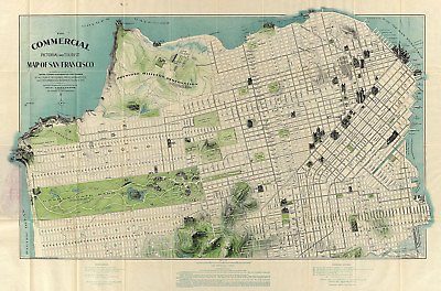 #ad Pictorial 1904 San Francisco Map Tourist Commercial Vintage History Wall Poster $13.95