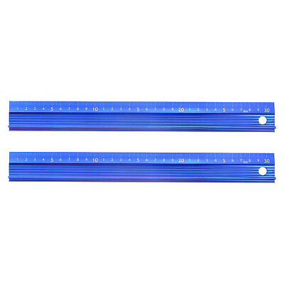 #ad 2pcs Metal Ruler 30cm Aluminum Alloy Anti Slip Straight Ruler Blue $19.46