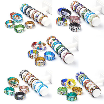 #ad 10 x Colorful Handmade Silver Foil Millefiori Lampwork Beaded Stretch Bracelets $33.85