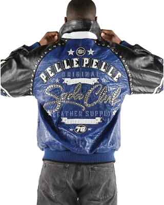 #ad Men#x27;s Inspired By Pelle Pelle Blue Stylish Leather Jacket $289.99