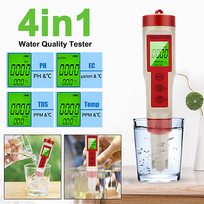 #ad 4 in 1 PH TDS EC TEMP Meter Digital Test Pen Home Drinking Water Quality Tester $18.98