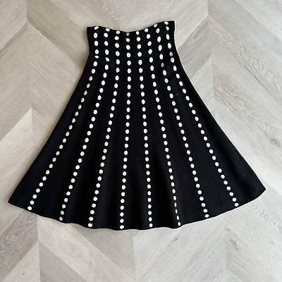 #ad Sioni Black White Knit Sweater Midi Skirt XS Bebop Swing Dance Full Flare $24.99