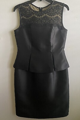 #ad Alex Evenings Lace Women’s Black Peplum Dress Size 8 $45.00