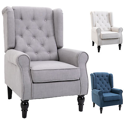 #ad Fabric Tufted Club Accent Chair with Wooden Legs $183.99