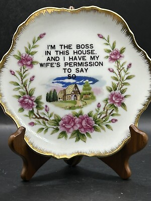 #ad Vintage Decorative Plate I#x27;m Boss This House Wifes Permission Say So Funny $17.99