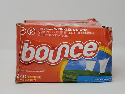 Bounce Dryer Sheets Laundry Fabric Softener Outdoor Fresh 240 Ct Reduce Wrinkle $12.99