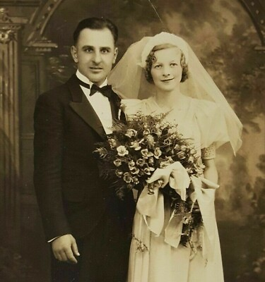 #ad Vintage Philadelphia Pa. Area Postcard Bride and Groom Wedding Portrait RPPC $15.99