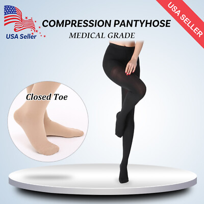 #ad Compression Pantyhose Women Men Tights Medical Stockings Flight Nurse Edema Hose $28.91
