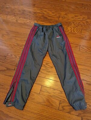 #ad Adidas Track Pants Mens Medium Vintage Gray Side Zip Performance Windbreaker $24.99