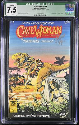 #ad Cavewoman #1 CGC VF 7.5 Signed Budd Root Basement Comics Budd Root Art $199.00