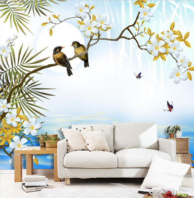 #ad 3D Bird Flower 1723NA Wallpaper Wall Mural Removable Self adhesive Fay AU $376.99