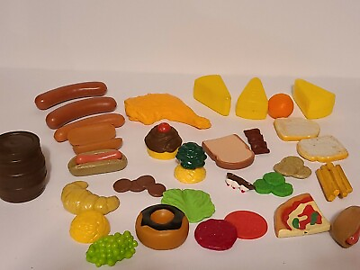 #ad Vintage Play Food Lot Hot Dogs Chicken Bread Cheese Pizza. Play Kitchen Food $24.99