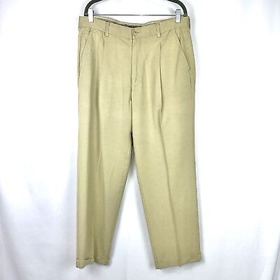 #ad Tommy Bahama Tan Men’s Sz 34x29 Relax Pleated Front Dress Pants Slacks 100% Silk $14.93