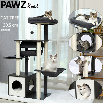 #ad 51.4quot; Cat Tree Scratching Post Tower Condo House Furniture Pole Activity Wood $99.99