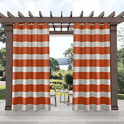 #ad Cabana Stripe Indoor Outdoor Light Filtering Grommet Top Curtain Panel Pair $29.29