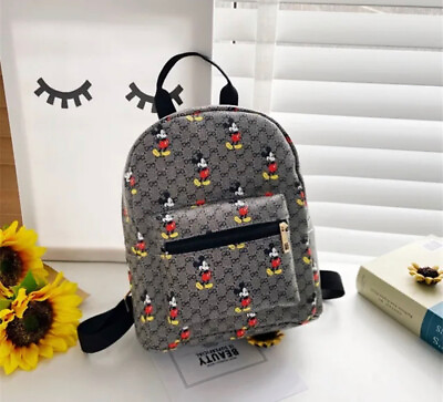 #ad Gray Adults Travel Mini Backpack Cute Mickey Mouse Purse women Ladies Bag Sling $14.95