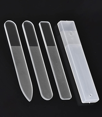 #ad 3 Piece Glass Nail File Set with Case Professional Manicure Tools $19.09